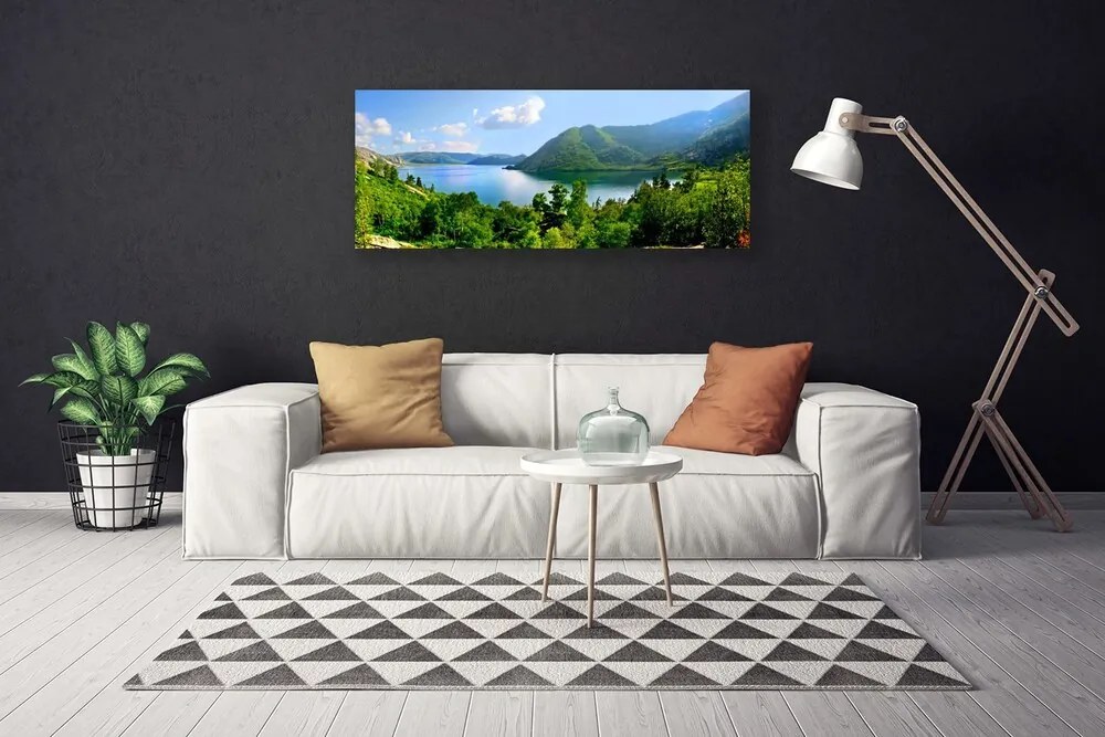 Vászonkép falra Forest Lake hegyek táj 100x50 cm