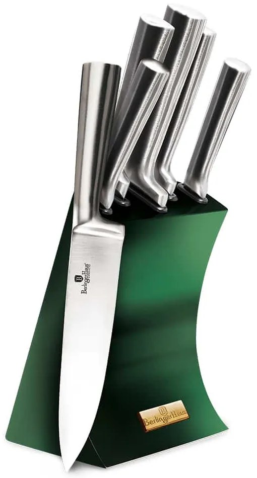 6 részes késkészlet állvánnyal smaragdzöld Berlinger Haus Emerald Collection