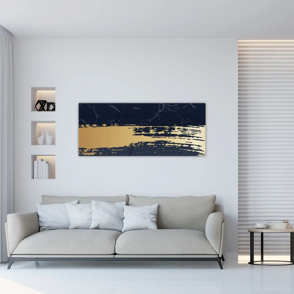 Kép - Kék és arany absztrakció N⁰2 (120x50 cm)
