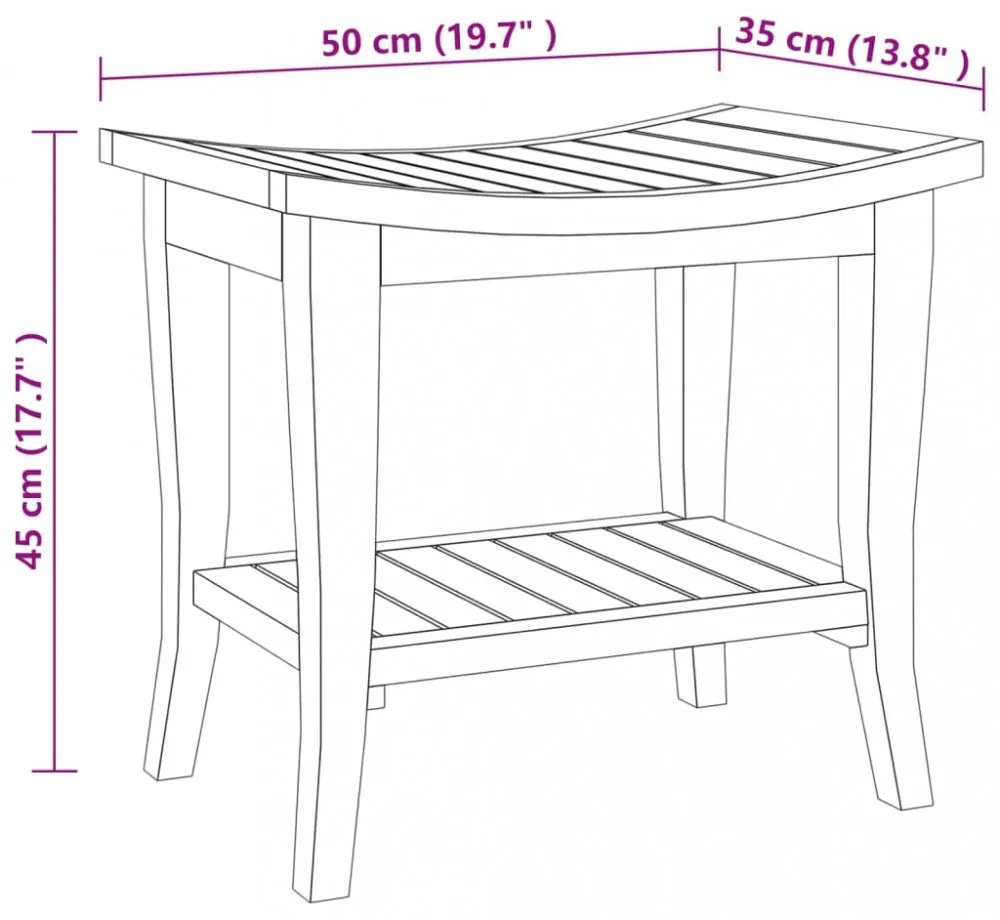 tömör tíkfa fürdőszobai kisasztal 50 x 35 x 45 cm