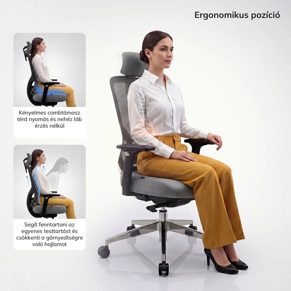 Ergonomikus hálós irodai szék sötétszürke AXIS