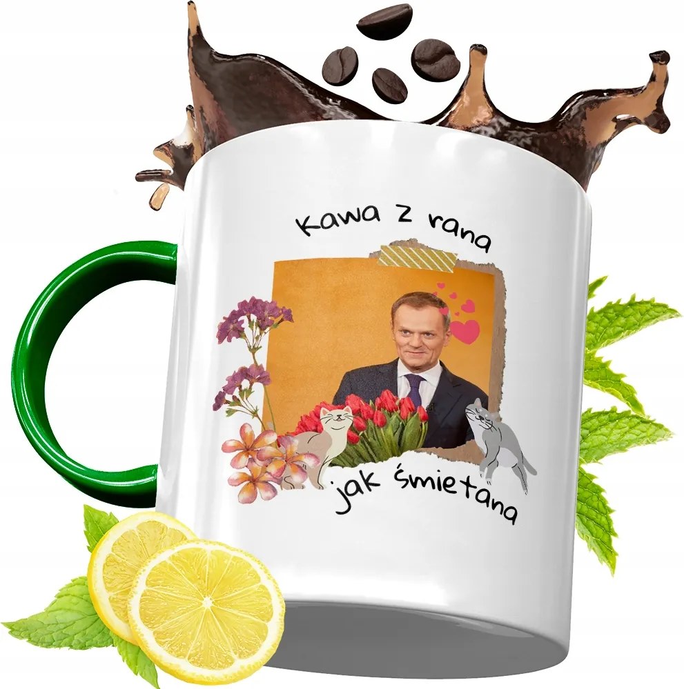 Donald Tusk Zöld Bögre Ajándék Nyomtatott Fotóval