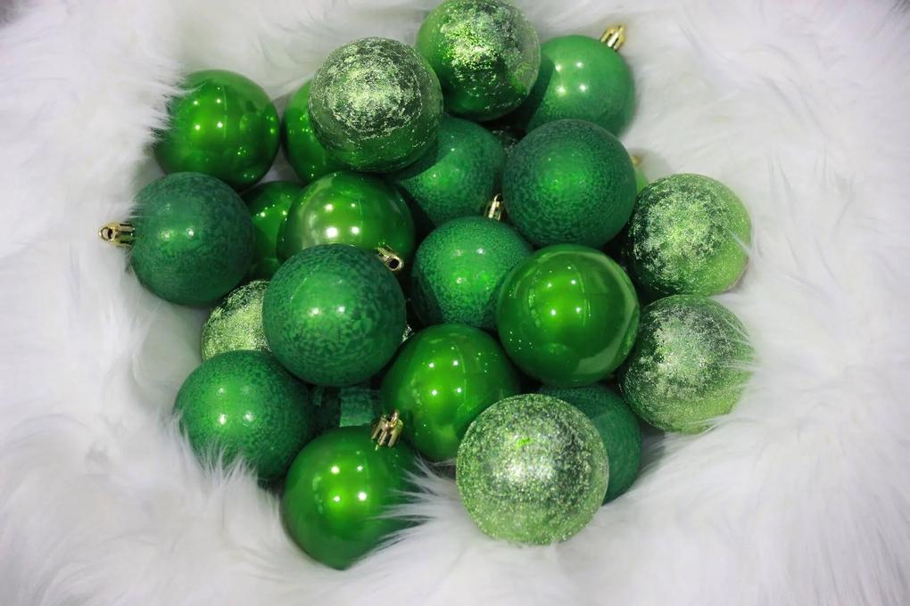 Zöld műanyag karácsonyfa gömb 6cm 30db