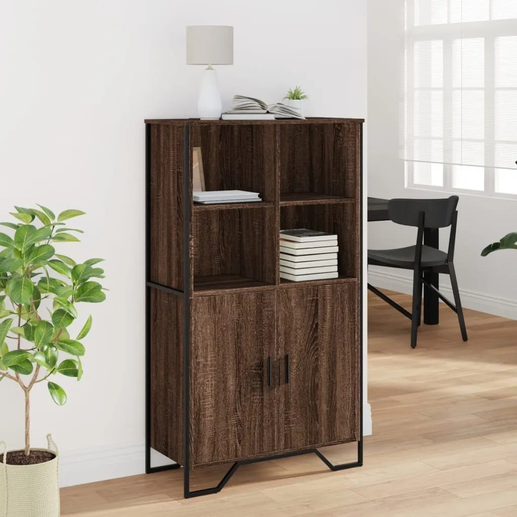 barna tölgy színű szerelt fa magasszekrény 79,5x35,5x137,5 cm