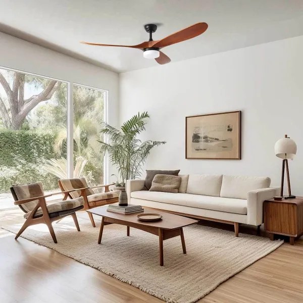 ZEVENTI - LED mennyezeti ventilátor GINOSA LED/18W/230V Wi-Fi Tuya fekete/tölgy + távirányító