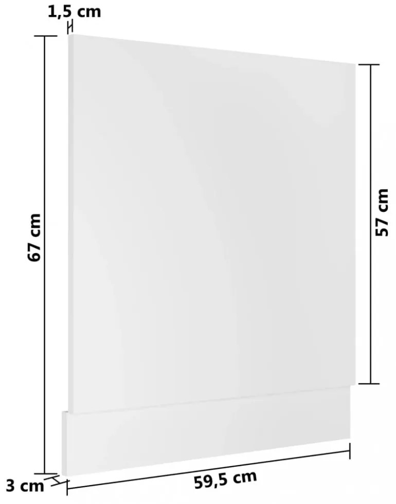 fehér szerelt fa mosogatógép-panel 59,5 x 3 x 67 cm