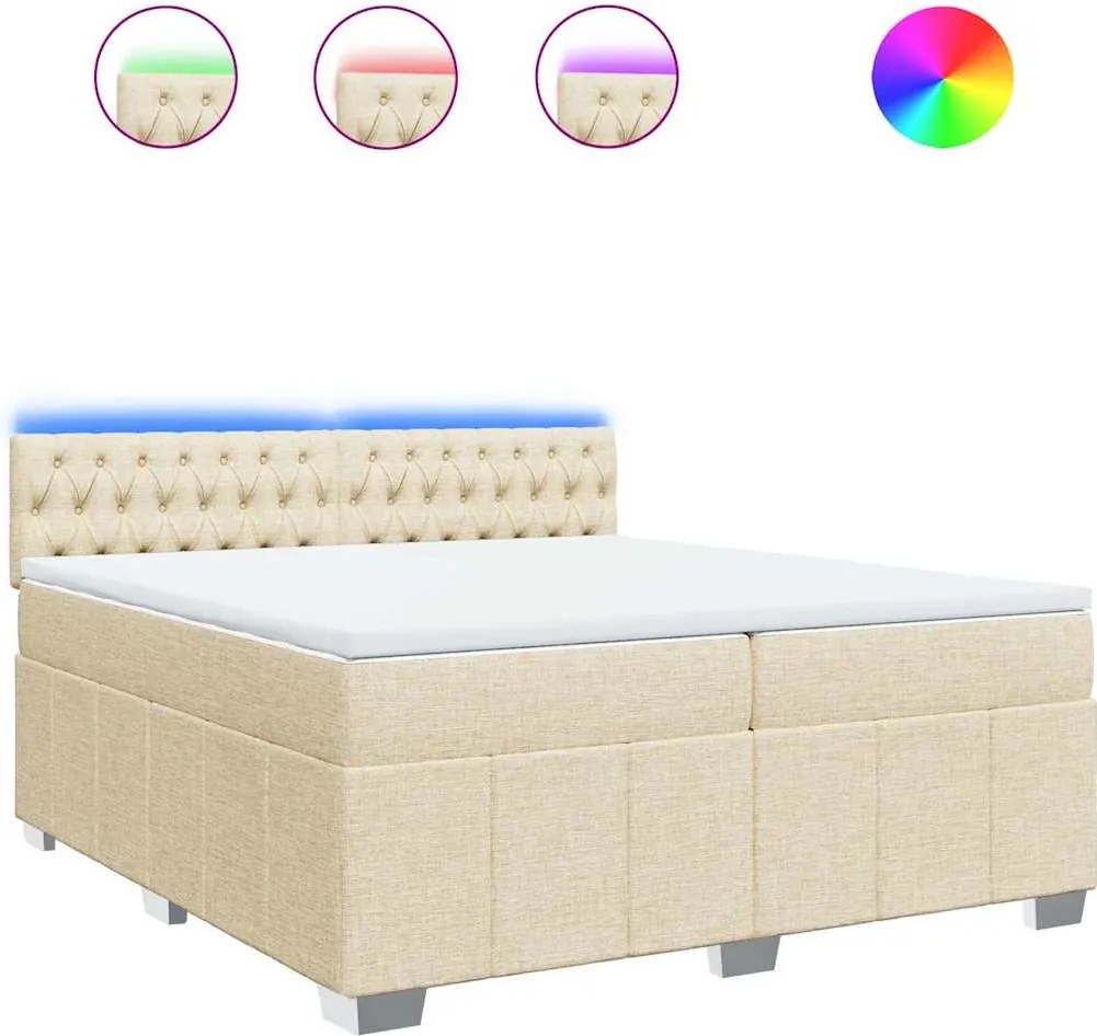 vidaXL krémszínű szövet rugós ágy matraccal 200 x 200 cm