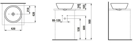 LAUFEN H8129620001091 - PRO mosdó 42 cm kerámia, fehér, pultba szerelhető