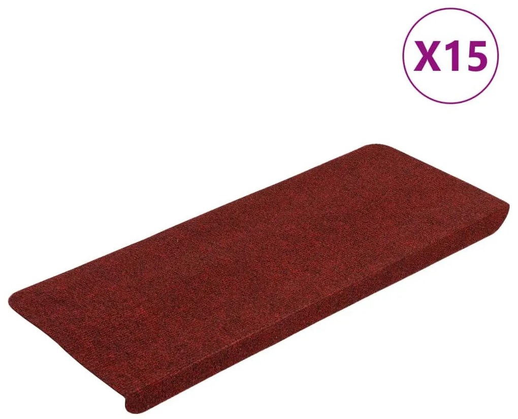 15 db piros öntapadó lépcsőszőnyeg 65x24,5x3,5 cm