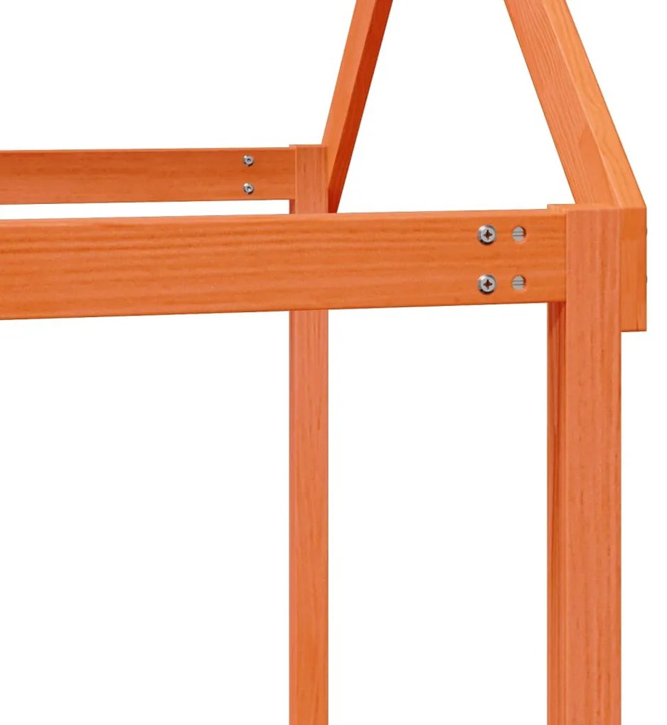 viaszbarna tömör fenyőfa gyerekágytető 207 x 95,5 x 159 cm