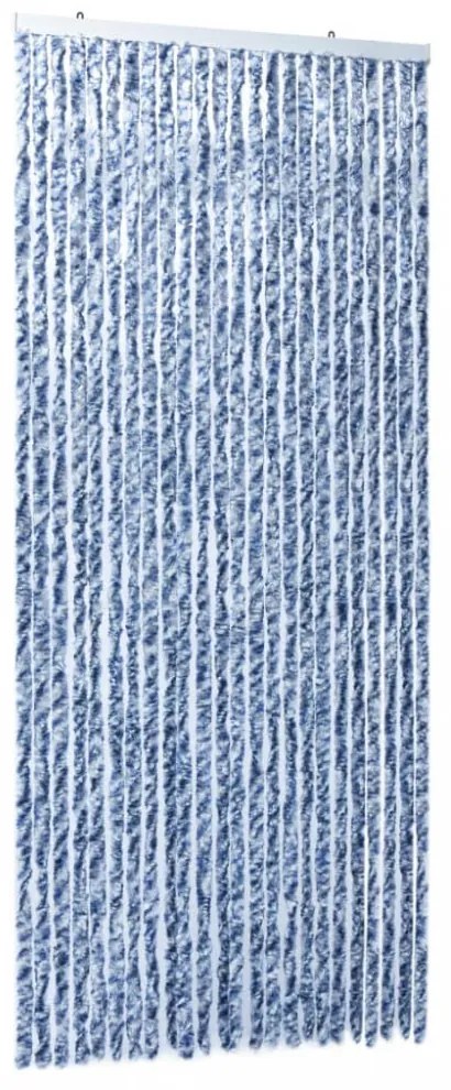 kék, fehér és ezüstszínű zsenília rovarfüggöny 100 x 220 cm