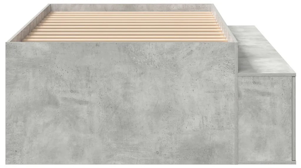 Ágykeret tárolóval tárolóval Beton szürke 75 x 190 cm Faanyag