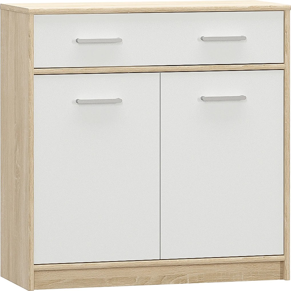 komód 2D1S, fehér/tölgy sonoma, TEYO