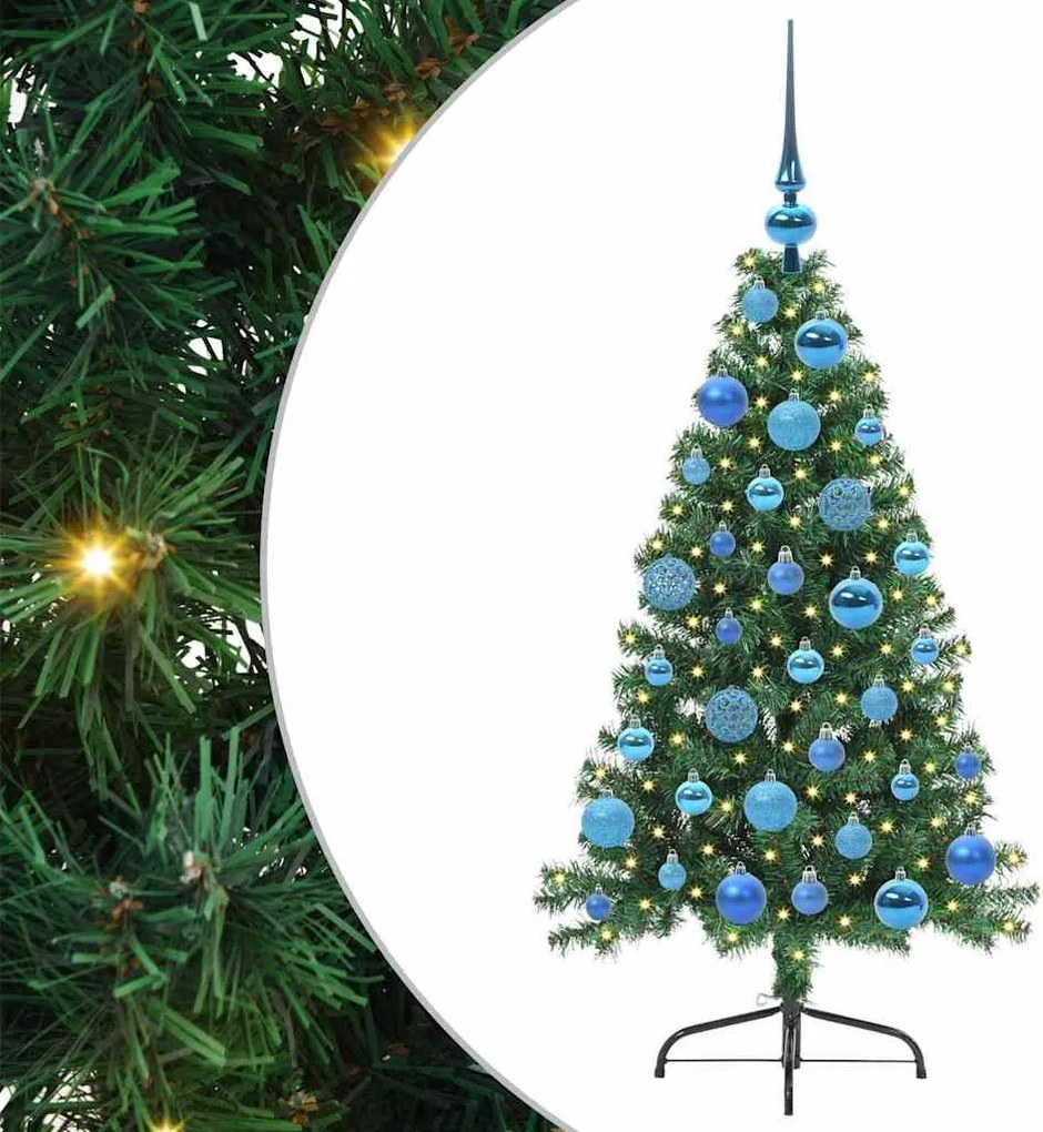 vidaXL Mesterséges, előre világított karácsonyi fa Zöld 120 cm PVC