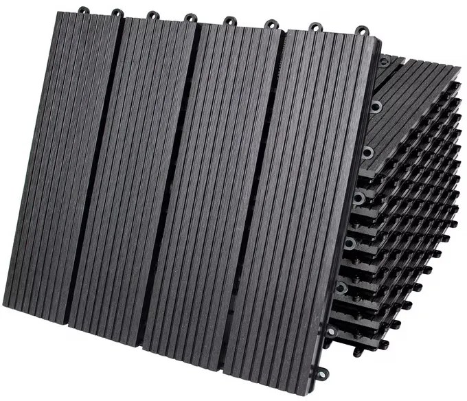 Deuba WPC burkolólapok - 11 darabos készlet, 30x30 cm, klasszikus antracit