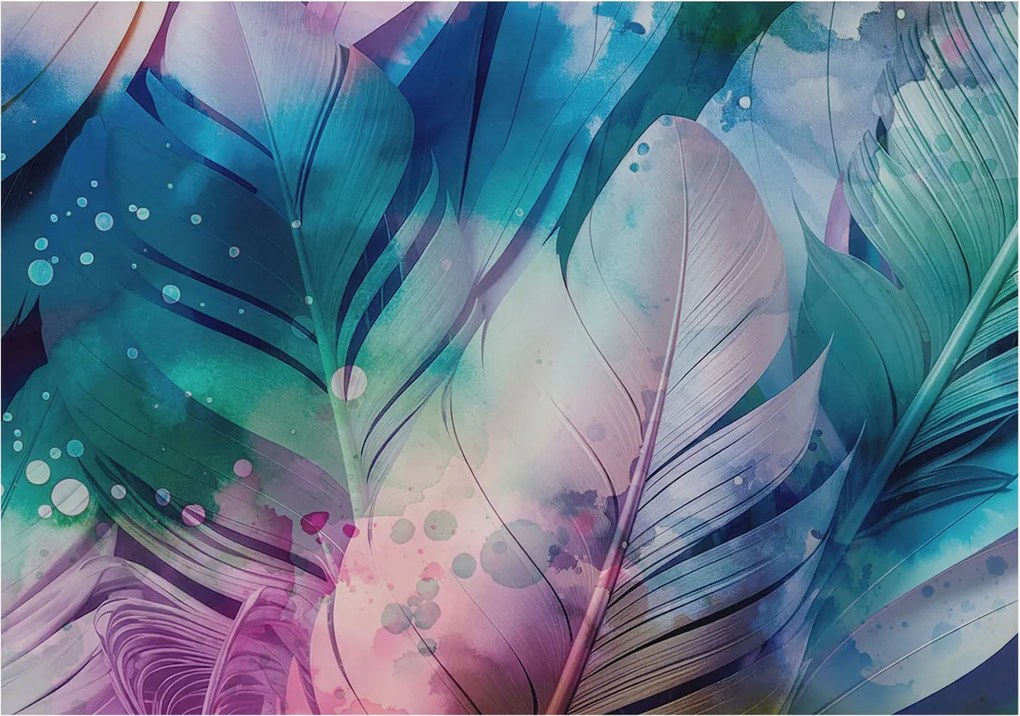 Dekoratív fotótapéta falra Könnyű összeszerelés Színes tollak 312x219 Ragasztó