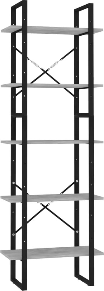 vidaXL 5 szintes betonszürke szerelt fa könyvszekrény 60 x 30 x 175 cm