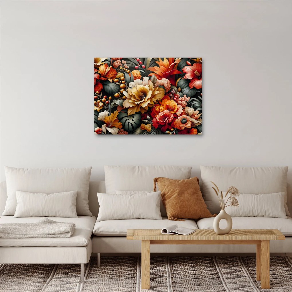 Kép - Narancs-vörös virágok (70x50 cm)