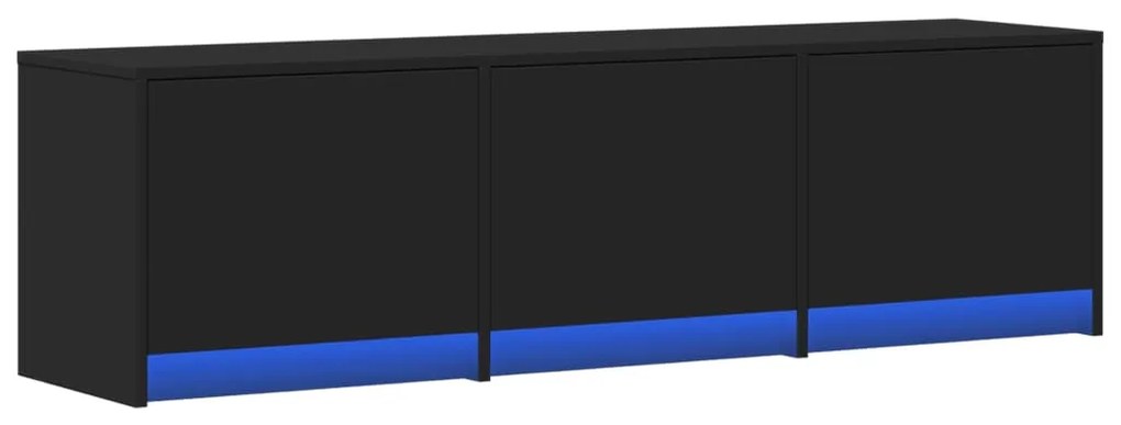 fekete szerelt fa TV-szekrény LED-ekkel 140 x 34 x 40 cm