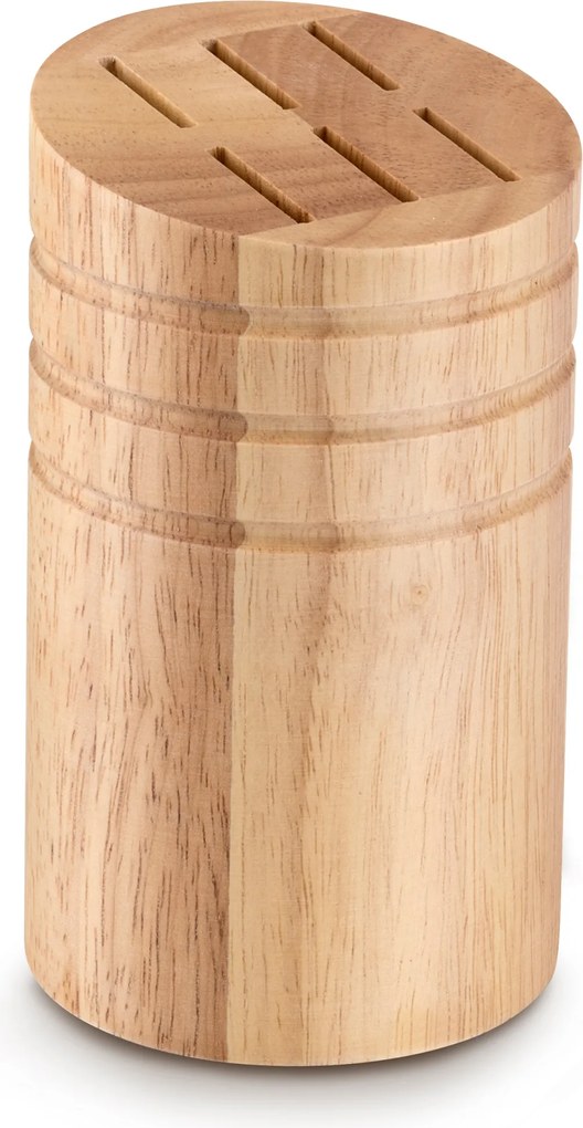 Hevea fa késblokk kerek 6 db steak késhez állvány