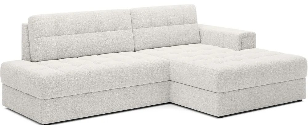 Krémszínű buklé kinyitható sarokkanapé (jobb oldali-heverő résszel) Blezalt – ELTAP