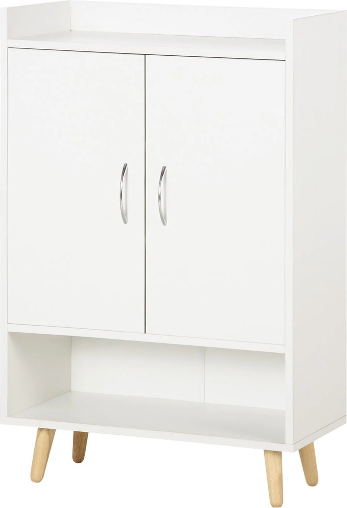 HOMCOM Modern 2-ajtós Cipőszekrény 4 Polccal 12 Pár Cipőhöz, Ideális Előszobába, Nappaliba és Hálószobába 60x30x92 cm Fehér | Aosom