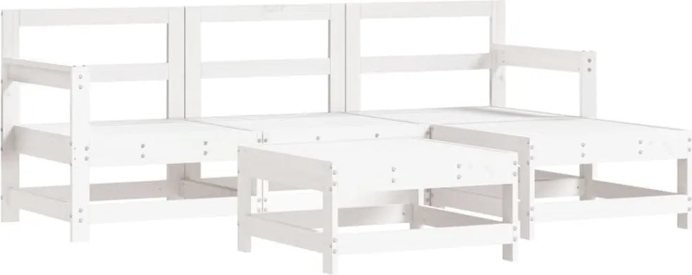 vidaXL 5 részes fehér tömör fenyőfa kerti pihenőgarnitúra