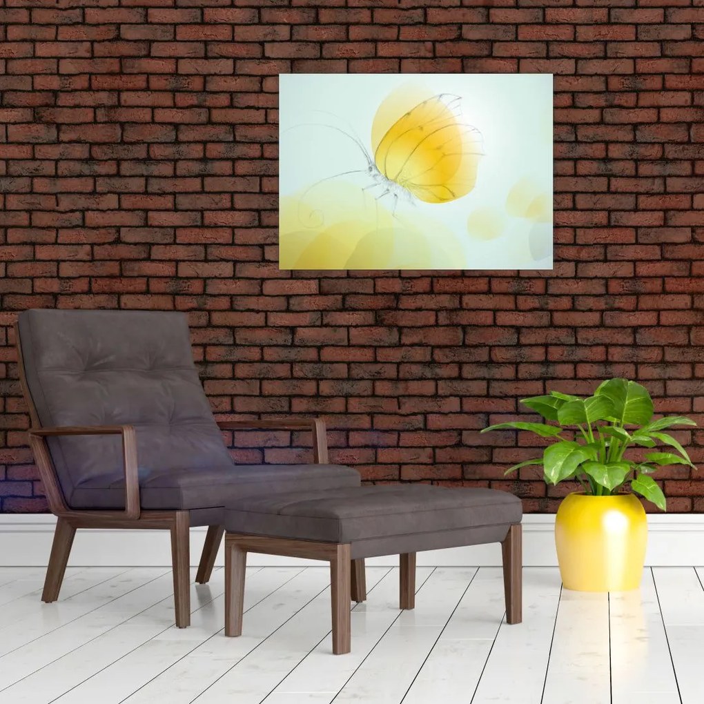 Kép - Sárga pillangó (üvegen) (70x50 cm)