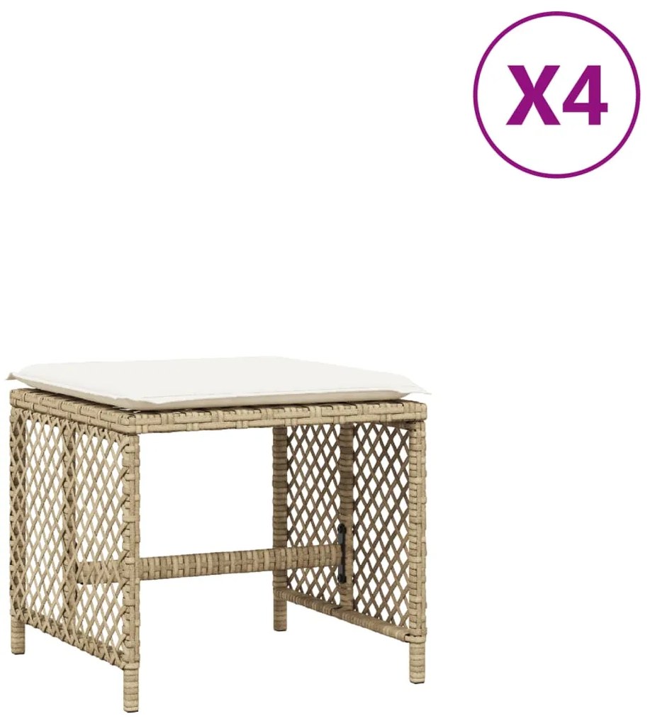 vidaXL 4 db bézs polyrattan kerti szék párnával 41 x 41 x 36 cm