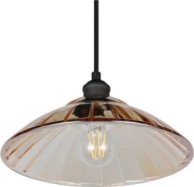 Fekete-borostyán színű fém függőlámpa üveg búrával ø 29,5 cm Eluna – Reality