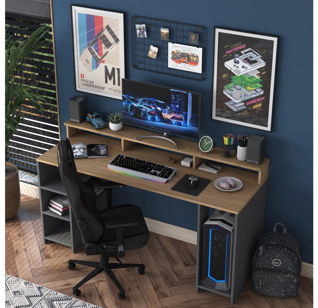 PC asztal Sikine 4 (dió + antracit) . 1095012