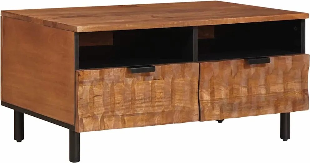 vidaXL Dohányzóasztal fiókkal Barna 80 x 54 x 40 cm Tömör Mangófát