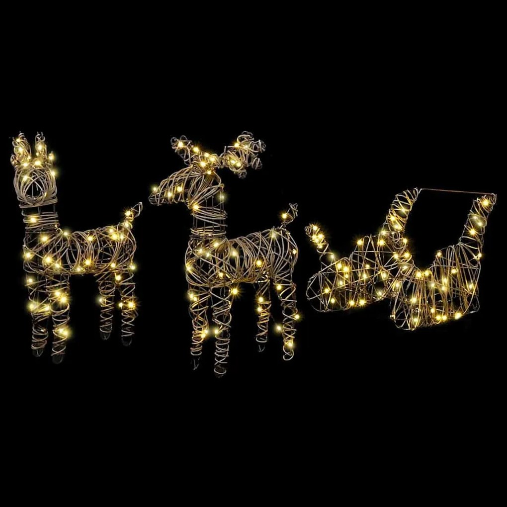 Rénszarvas húzta szán Meleg fehér 52.5 x 28 x 32.5 cm Rattan