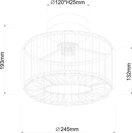 VETRO mennyezeti lámpatest 1xE27/15W/230V, Ø 24,5 cm, aranyszínű