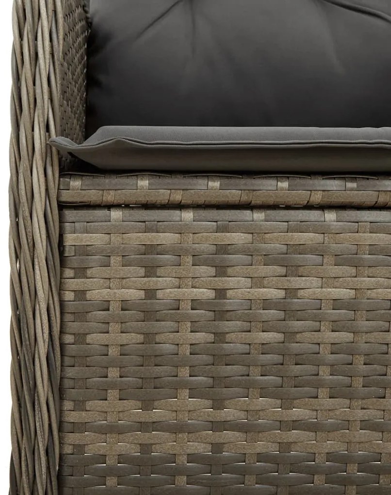 9 részes szürke polyrattan kerti bisztrógarnitúra párnákkal