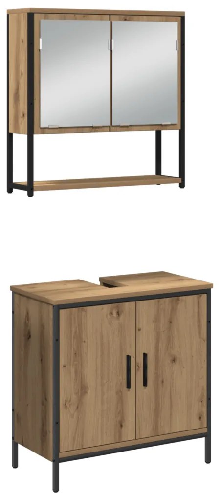 3 Részes Fürdőszoba Bútor Készlet Artisan Tölgyműanyag