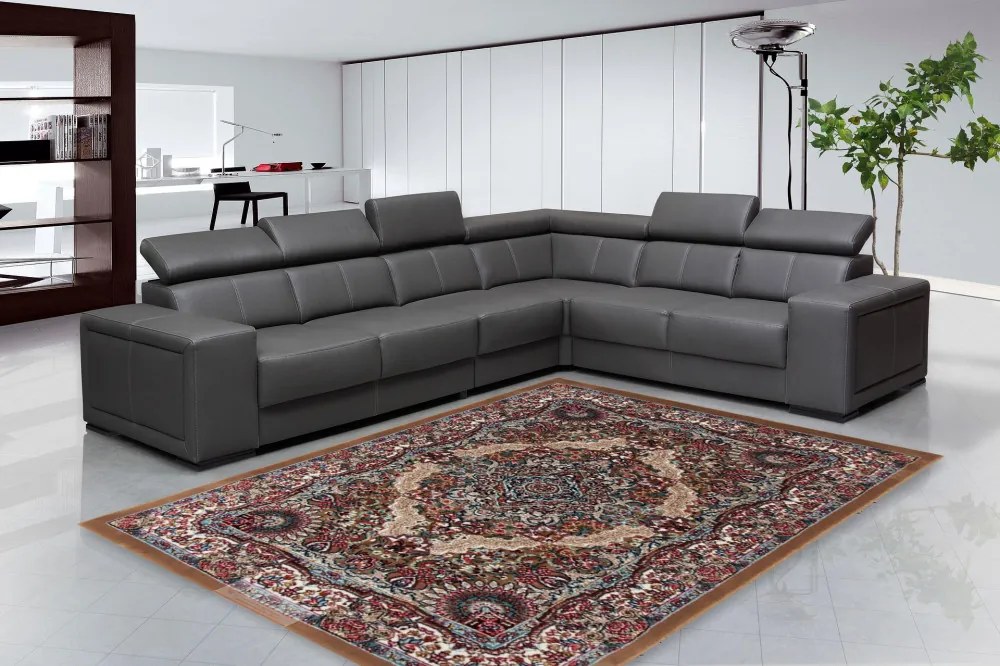 Perzsa szőnyeg barna MEDALION 160x230 luxus nappali szőnyeg akrilból