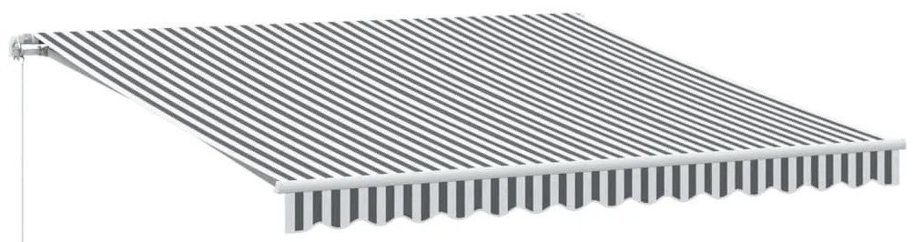 antracitszürke-fehér LED-es kézi napellenző 400 x 300 cm