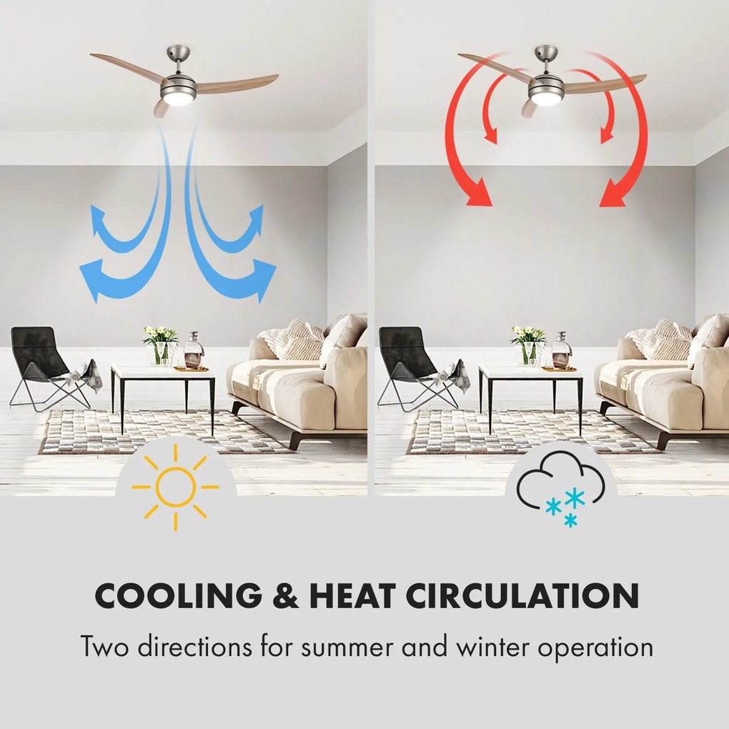 El Paso, mennyezeti ventilátor, 52", E27 foglalat, 3 lapát, tölgyfa megjelenés