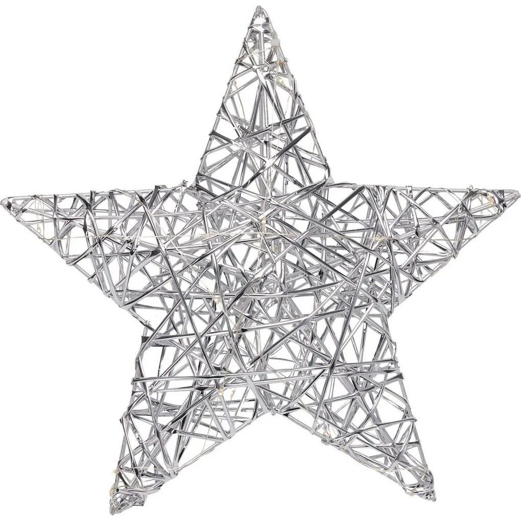 Karácsonyi világító csillag Silver, 30 x 30 cm, 20mikro LED, elemes
