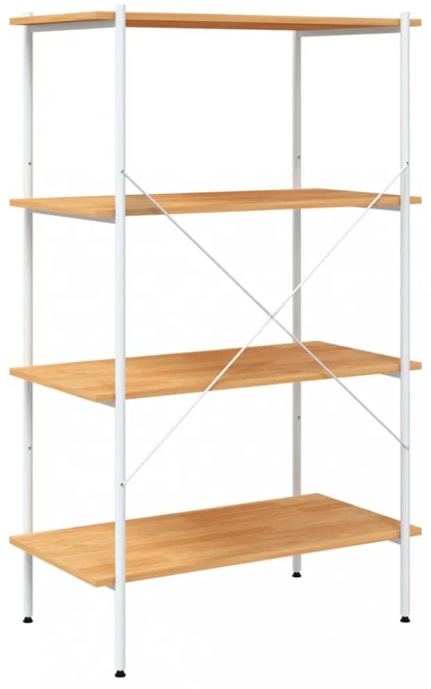 fehér és tölgyfa 4 szintes polcrendszer 80x40x130 cm