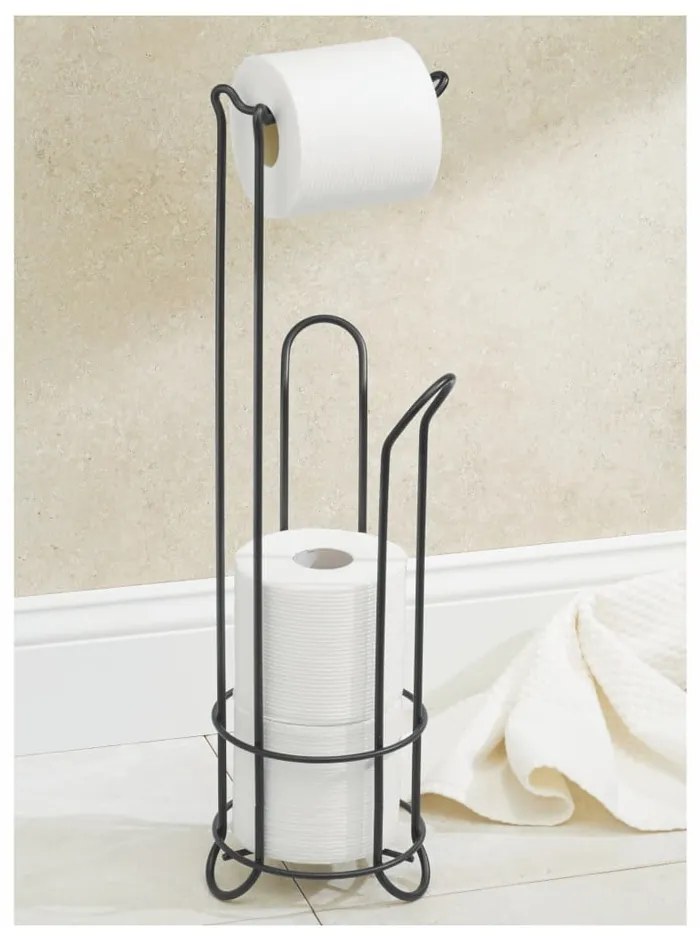 Fekete acél WC-papír tartó állvány, magasság 65 cm - InterDesign