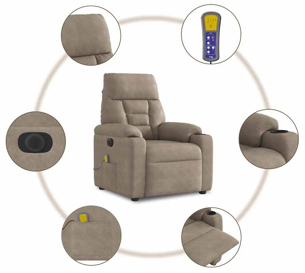 tópszínű mikroszálas szövet elektromos dönthető masszázsfotel