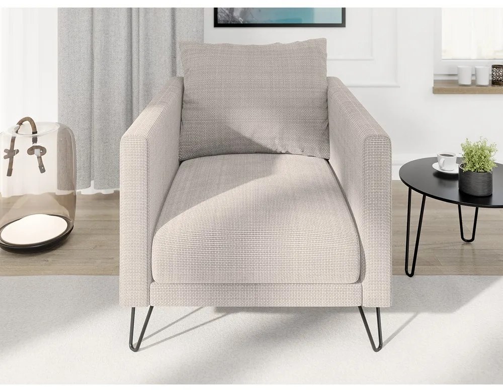 Világosbarna zsenília fotel Freya – Ropez