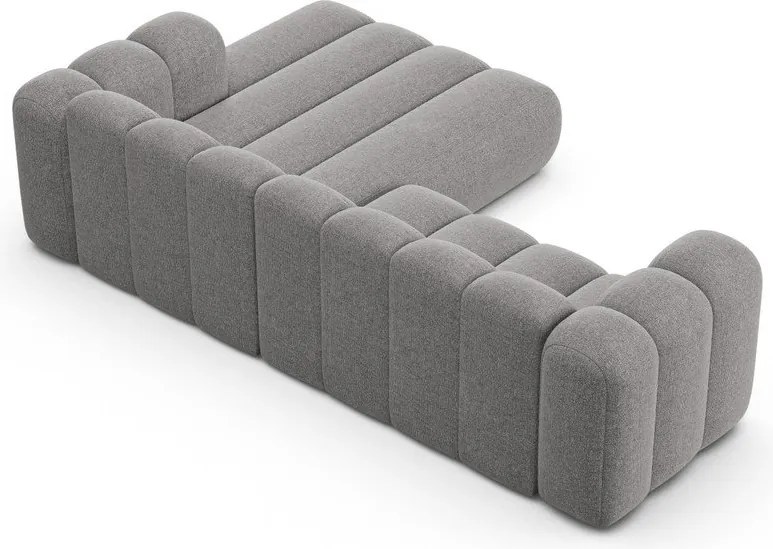 Szürke zsenília sarokkanapé (jobb oldali-heverő résszel) Lupine – Micadoni