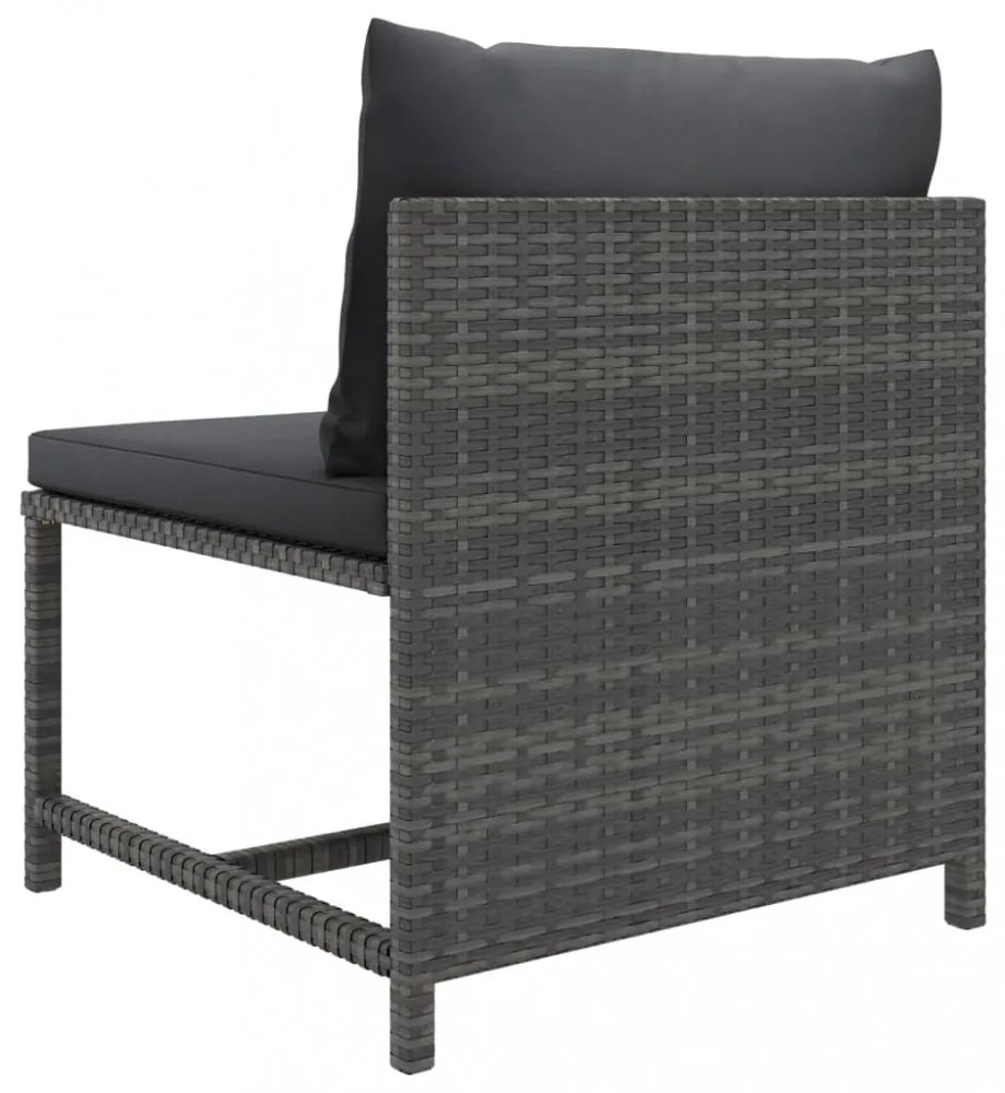 3 részes szürke polyrattan kerti bútorszett párnákkal
