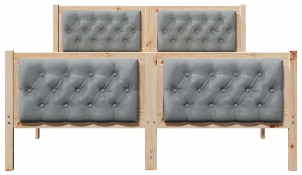 Ágykeret fejtámlával Világosszürke 140 x 190 cm Tömör fenyőfa