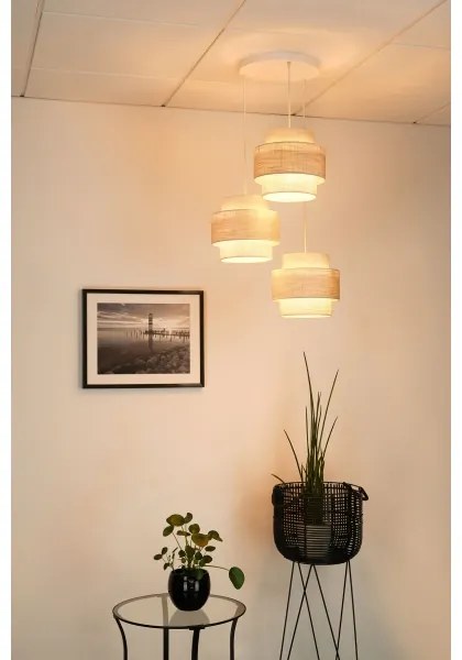 Brilagi - Csillár zsinóron DOVER SPACE 3xE27/15W/230V szürke/krémes