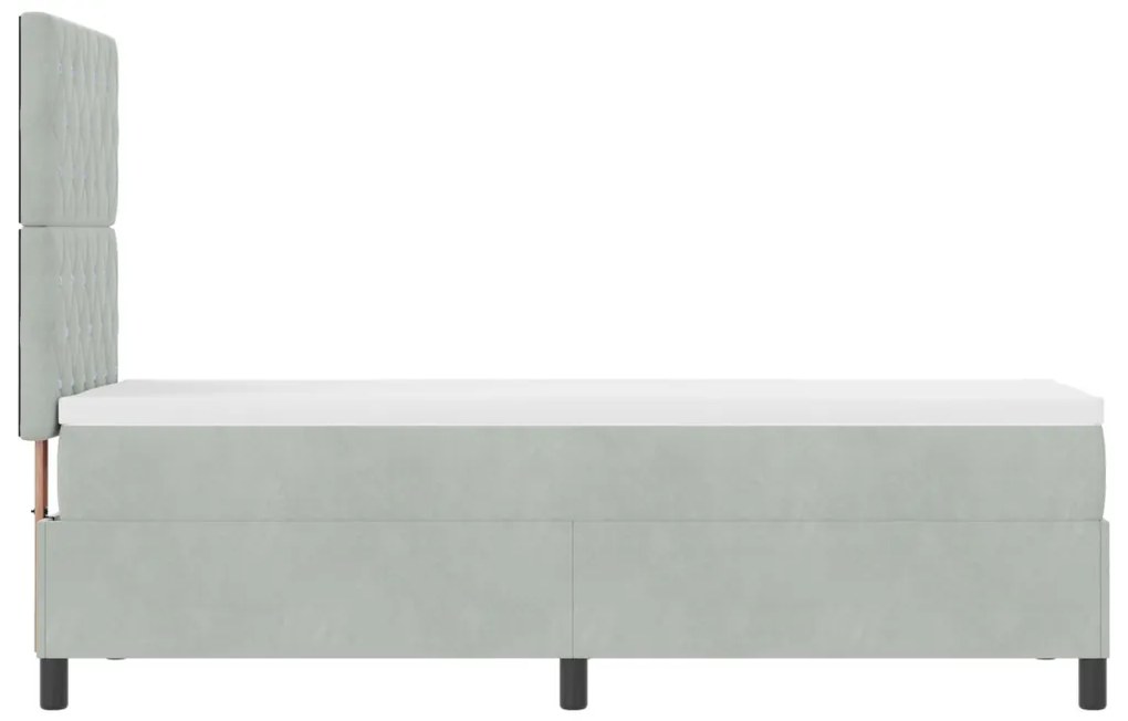 Ágykeret Matraccal és LED Fénnyel Szürke 80x200 cm Bársony