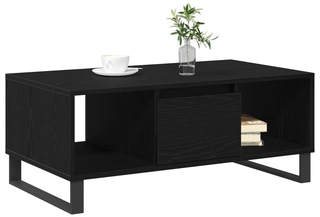 vidaXL Dohányzóasztal fiókkal Fekete tölgy 90 x 50 x 36.5 cm Faanyag